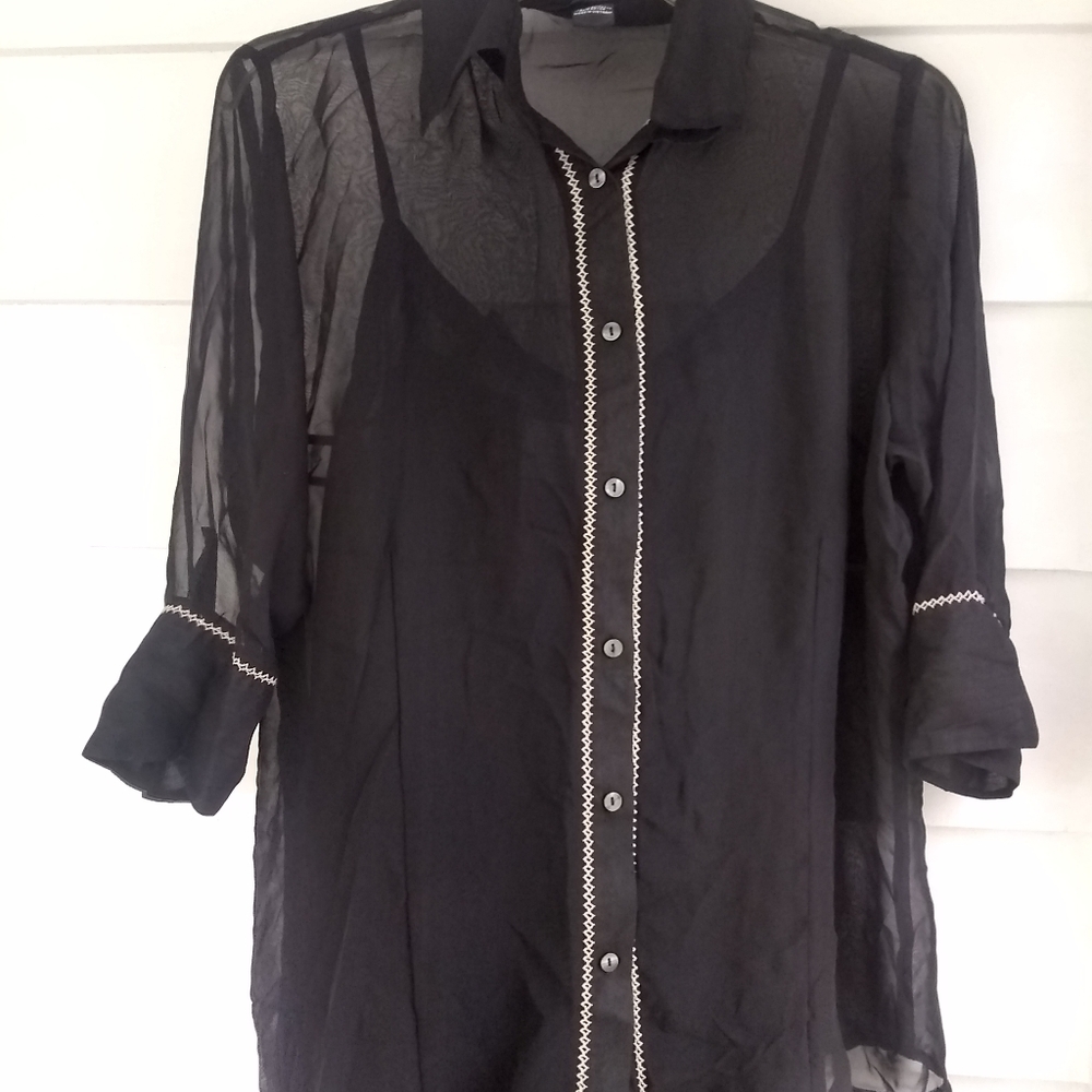 Vintage Maxi Sheer Blouse, XL-2 - Picture 14 of 14